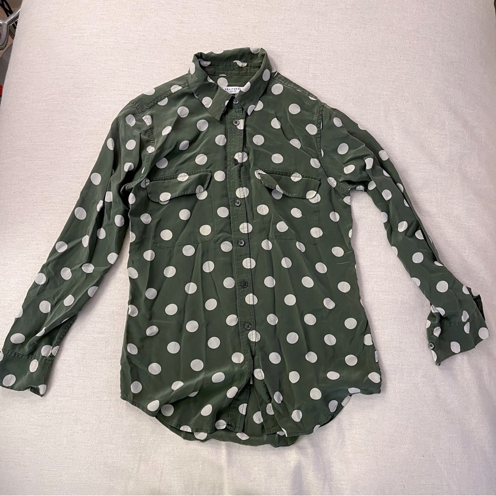 EQUIPMENT dot print washed silk shirt button down shirt XS/TP